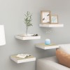Rafturi Perete Suspendate vidaXL, 4 Buc, Alb/Stejar, 23x23.5x3.8 cm, MDF, Montare Invizibila, Raft Decorativ, Capacitate 5kg