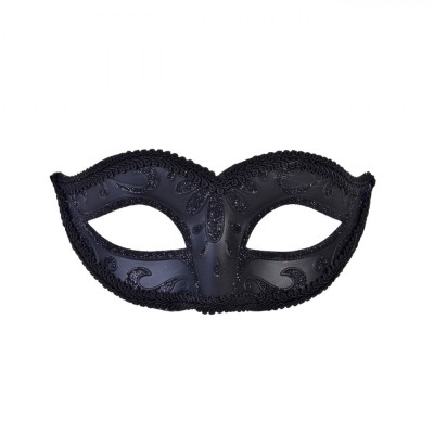 Masca Carnaval, Fancy, Brodată, Glitter, Negru foto