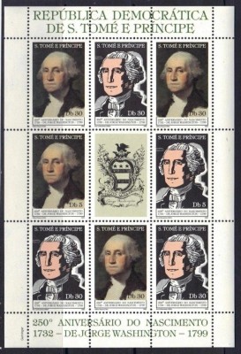 Sao Tome 1982 - George Washington, minicoala neuzata foto