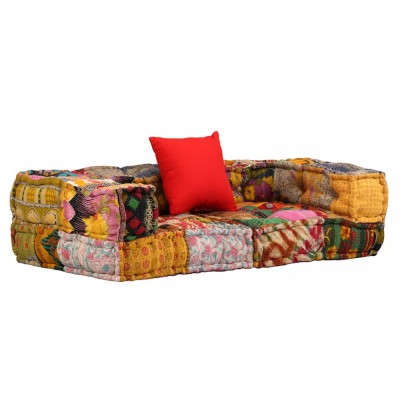 vidaXL Canapea puf modulară cu 2 locuri, petice, material textil foto