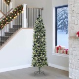 vidaXL Copac Artificial Slăb de Crăciun cu 300 LED Verde și alb 240 cm 3395318
