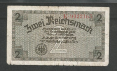 GERMANIA NAZISTA 2 MARCI REICHSMARK 1940 [49] P- 137a , 7 cifre , Litera K foto