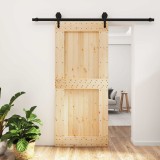 Cumpara ieftin Usa glisanta Natural si Negru 90 x 210 cm Lemn de Pin Solid