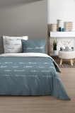 Lenjerie Reverie Pat Dublu King Size, 3 Piese, Cearsaf Pilota 260x240cm, 2 Fete De Perna 63&times;63cm, Culoare Albastru, 100% Bumbac Oeko Tex