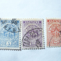 Serie mica Bulgaria 1896 - Stema , 3 valori stampilate