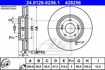 Disc frana HYUNDAI TUCSON (JM) (2004 - 2010) ATE 24.0128-0256.1 foto