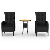 Cumpara ieftin Set bistro de gradina, 3 piese, negru, poliratan