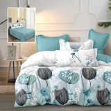 Cumpara ieftin Lenjerie de pat 6 Piese Bumbac 100% Finet -Model -Model Alb-Turcoaz