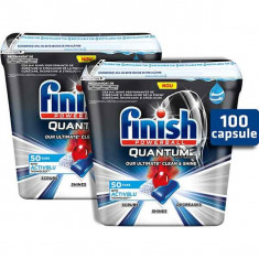 Pachet promo Detergent pentru masina de spalat vase Finish Quantum Ultimate Activblu Capsule, 2 x 50 spalari foto