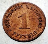 Germania 1 Pfennig 1895 E Wilhelm II, KM#10, Cupru, Moneda Veche
