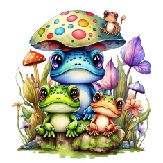 Sticker decorativ cu Broscute, Multicolor, 60 cm, 1200STK-3