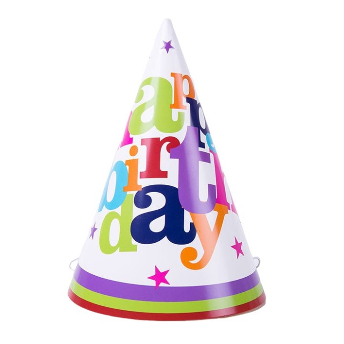 Set 6 coifuri happy birthday, flippy, pentru petrecere, tematica aniversare, 19x15 cm, multicolor