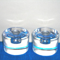 Suporturi cristal lumanare suflate manual 2 buc - design Lena Bergstrom Orrefors