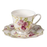 Set 6 cesti portelan Flowers 12x9x8 cm, 16x1 cm, 200 ml
