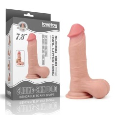 Dildo Ultra Realistic Sliding Skin Dual Layer Dong 7,8&quot; - Whole Testicle, 20 cm