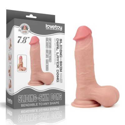 Dildo Ultra Realistic Sliding Skin Dual Layer Dong 7,8&amp;quot; - Whole Testicle, 20 cm foto