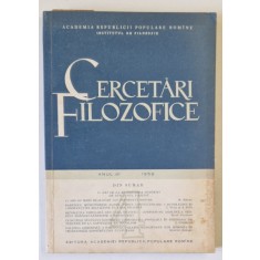 CERCETARI FILOZOFICE , ANUL VI , NR. 4 , 1959