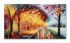 Tablou indragostiti pictat manual dormitor, living, O seara linistita, 120x70cm ulei pe panza in cutit efect 3D, Leonard Covaci
