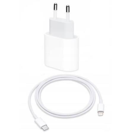 Incarcator Fast Charge 20W si Cablu de Date Fast Charge 1M USB-C Lightning, Compatibil cu Apple iPhone 14 / 14 Pro / 14 Pro Max / 13 / 13 Pro / 13 Pro