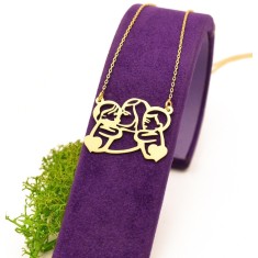 Lantisor Din Argint model Mama Cu 2 Copii in Brate Placat cu Aur Arg135G