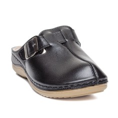 Papuci Medicinali Negri din Piele cu Gel pentru Confort - Model 154864