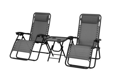 Delux 2x canapea extensibilă și masă set gri foto