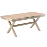 Masa de gradina extensibila din aluminiu cu blat aspect lemn, bej, 180-240 cm