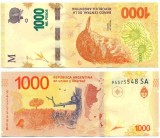 ARGENTINA █ bancnota █ 1000 Pesos █ 2017 █ P-366 █ SERIA SA █ UNC █ necirculata