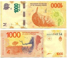 ARGENTINA █ bancnota █ 1000 Pesos █ 2017 █ P-366 █ SERIA SA █ UNC █ necirculata