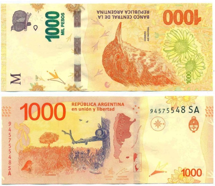 ARGENTINA █ bancnota █ 1000 Pesos █ 2017 █ P-366 █ SERIA SA █ UNC █ necirculata