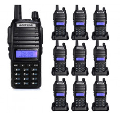 Set 10 statii UV- 82 walkie talkie transiever, 5 W, dual band VHF, UHF, 2800 mAH , radio FM, BONUS cablu programare + CD foto