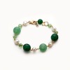 Bratara dama argint 925 placata aur, agat verde, cuart, jad, perle cultura, reglabilă 18-24cm, Sunshine, cutie cadou, Made in Italy