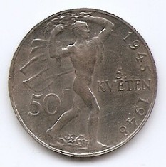 Cehoslovacia 50 Koruny 1948 - (comemorativa: Revolta de la Praga) Argint, KM-25 (1)