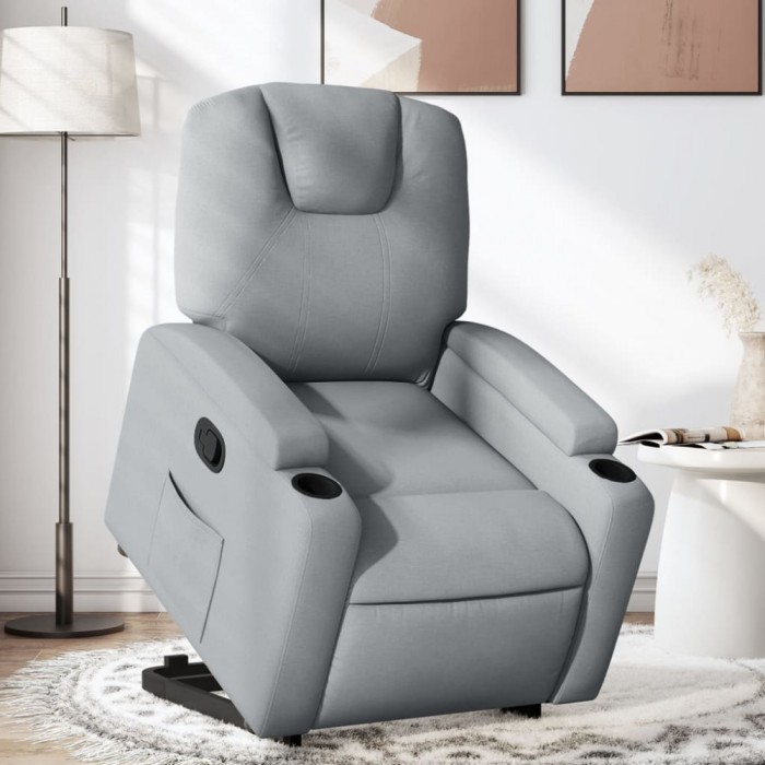 vidaXL Fotoliu rabatabil cu ridicare, gri deschis, material textil 3204368