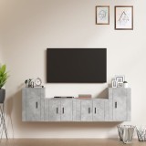 Cumpara ieftin Set dulap TV, 4 piese, gri beton, lemn prelucrat