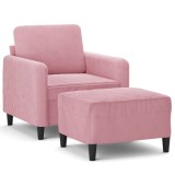 Cumpara ieftin Fotoliu canapea cu taburet, roz, 60 cm, catifea