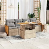 Gossi set canapele de gradina cu perne 5 piese bej poliratan/acacia