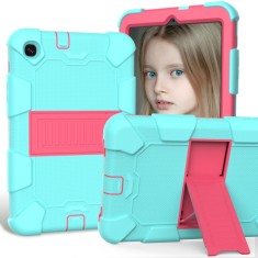 Husa Tableta TPU OEM Antisoc pentru Samsung Galaxy Tab A 8.4 (2020), Cu Suport, Verde Roz