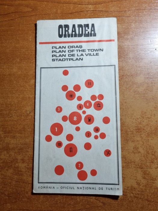 harta orasului oradea - 1970 - dimensiuni 46 / 33 cm