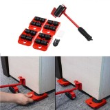 Set Cric Levier Mobilier, 5 Piese, Greutate Maximă 350kg, Roșu