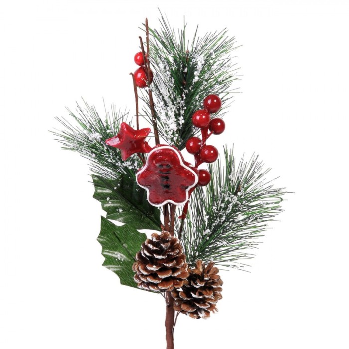 Ramură Decorativă Crăciun, Model Brad Bastonaș, Dimensiune 40cm, Multicolor