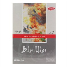 Bloc Ulei Daco A3, Textura Panza, 10 File, 250 g/m&amp;sup2;, Bloc Hartie Texturata Tip Panza, Hartie pentru Picturi in Ulei, Bloc de Desen pentru Culori Ulei, foto
