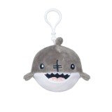 Breloc Rechin de Plus, Squishy, Gri/Alb, 10 cm, ATU-088978