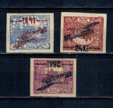 Cehoslovacia 1920 - Posta Aeriana, serie nedantelata cu supratipar ranversat, neștampilata, cu șarniere