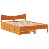 Cumpara ieftin Cadru pat cu sertare maro ceruit, 140x200 cm, lemn masiv de pin