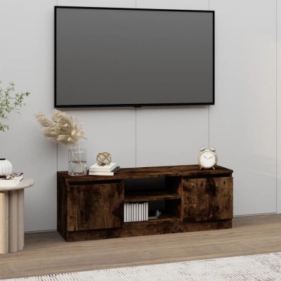vidaXL Comodă TV cu ușă, stejar fumuriu, 102x30x36 cm foto