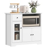 HOMCOM Dulap de bucătărie cu orificiu pentru cablu, comodă cu 2 dulapuri, compartiment deschis, sertar, 80 x 35 x 72,2 cm, placaj, Alb | Aosom Romania
