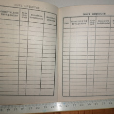 RAR = CARNET DE ELEV NESCRIS - RSR - PT CLASELE I -IV