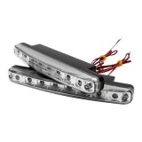 Cumpara ieftin Set 2 lumini de zi, 8 leduri, alb rece, 12 V, impermeabile, universale