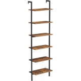 VASAGLE Etajera tip scara 6 rafturi, PAL si cadru metalic, 60x30x205 cm, maro rustic Household NewTrend